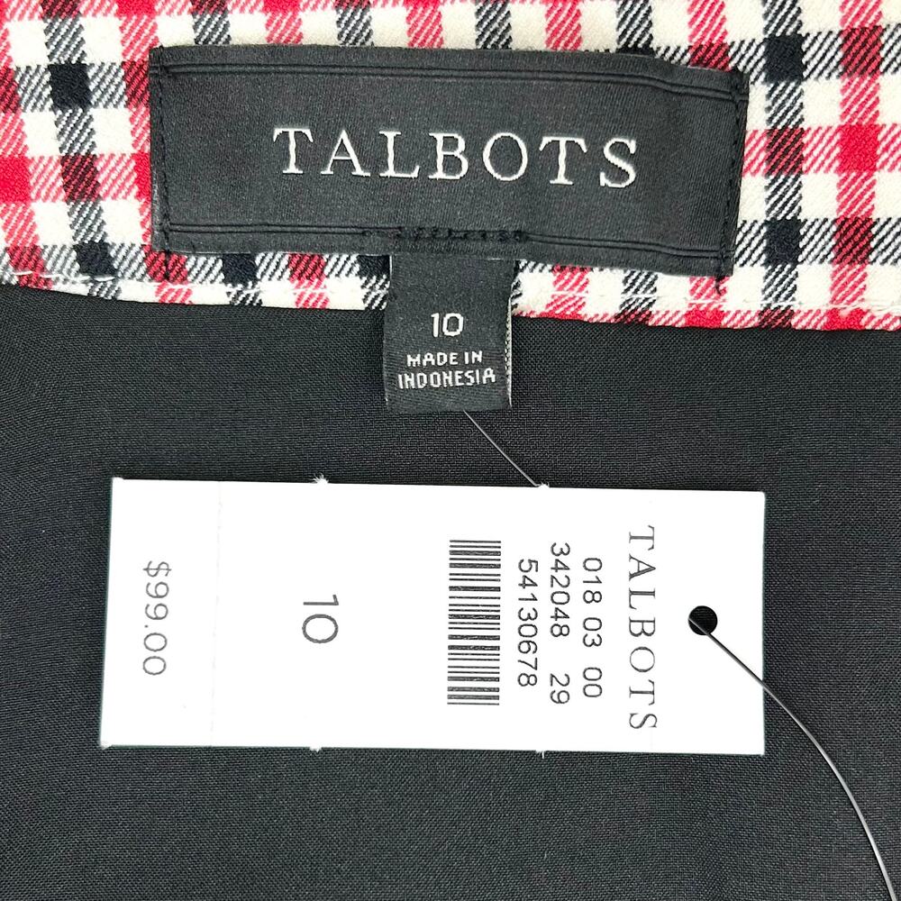 Talbots Red Black Gingham Plaid Twill Knee-Length High-Rise Pencil Skirt NWT - Picture 4 of 10